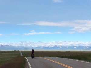 Alma Arteaga pedaling along the Rocky Mountain Front